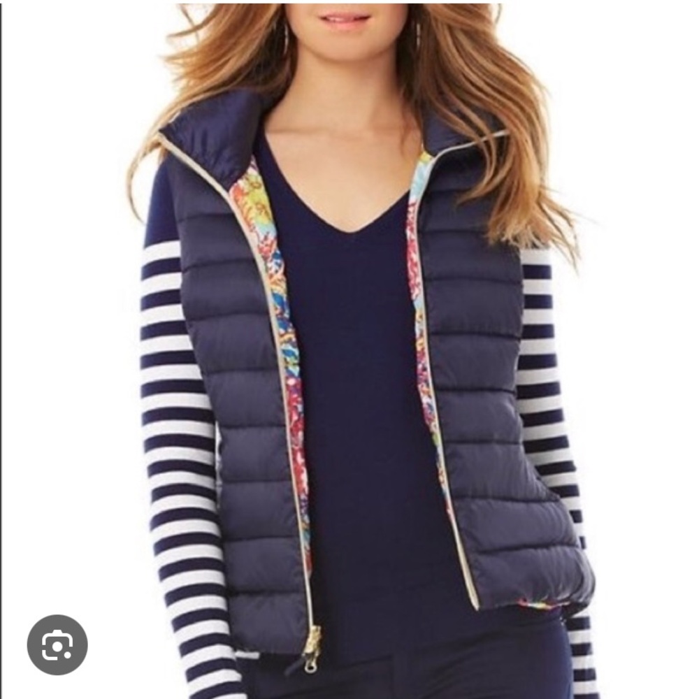 Lilly Pulitzer Allie packable vest puff navy SZ XXS